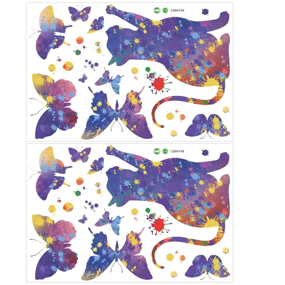 Home Decor Cat - 2 Sheets Cat Decal for Wall