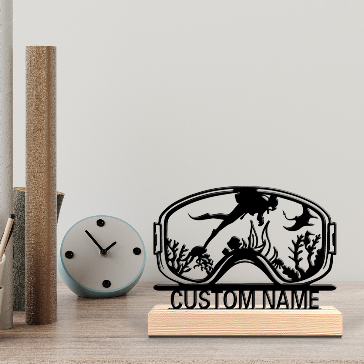 Home Decor Xmas - 1pc Cute Personalized Custom Diving Wooden