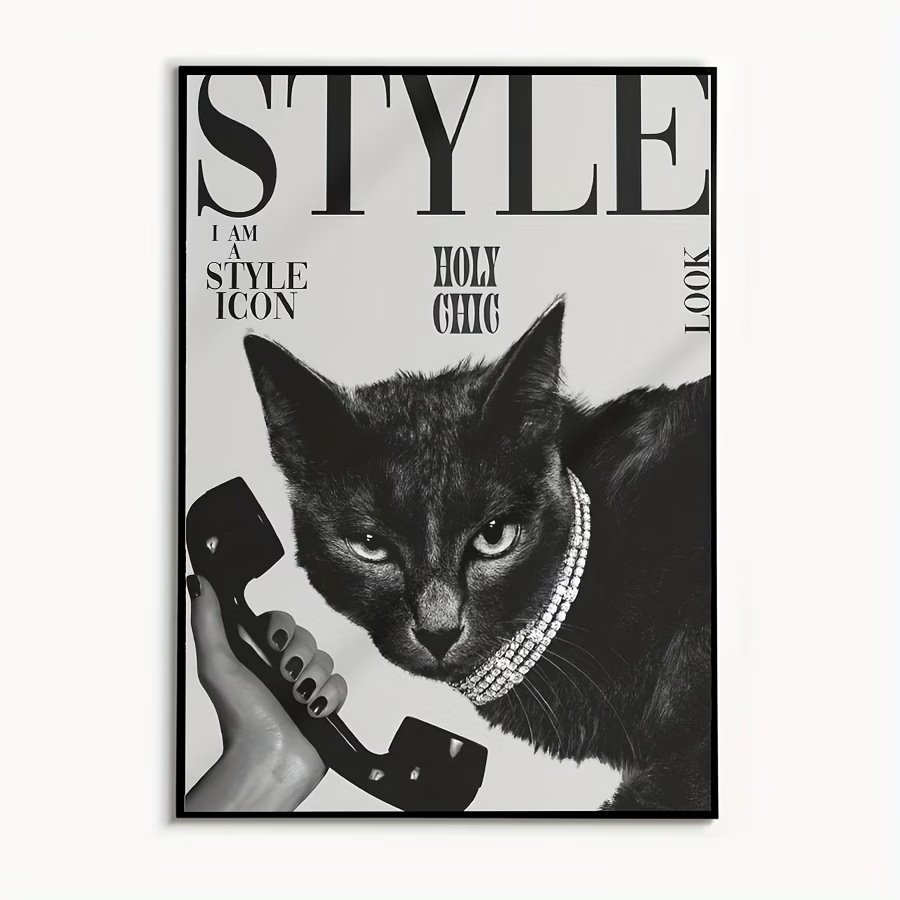 Home Decor Cat - Retro Black Cat Making And Receiving