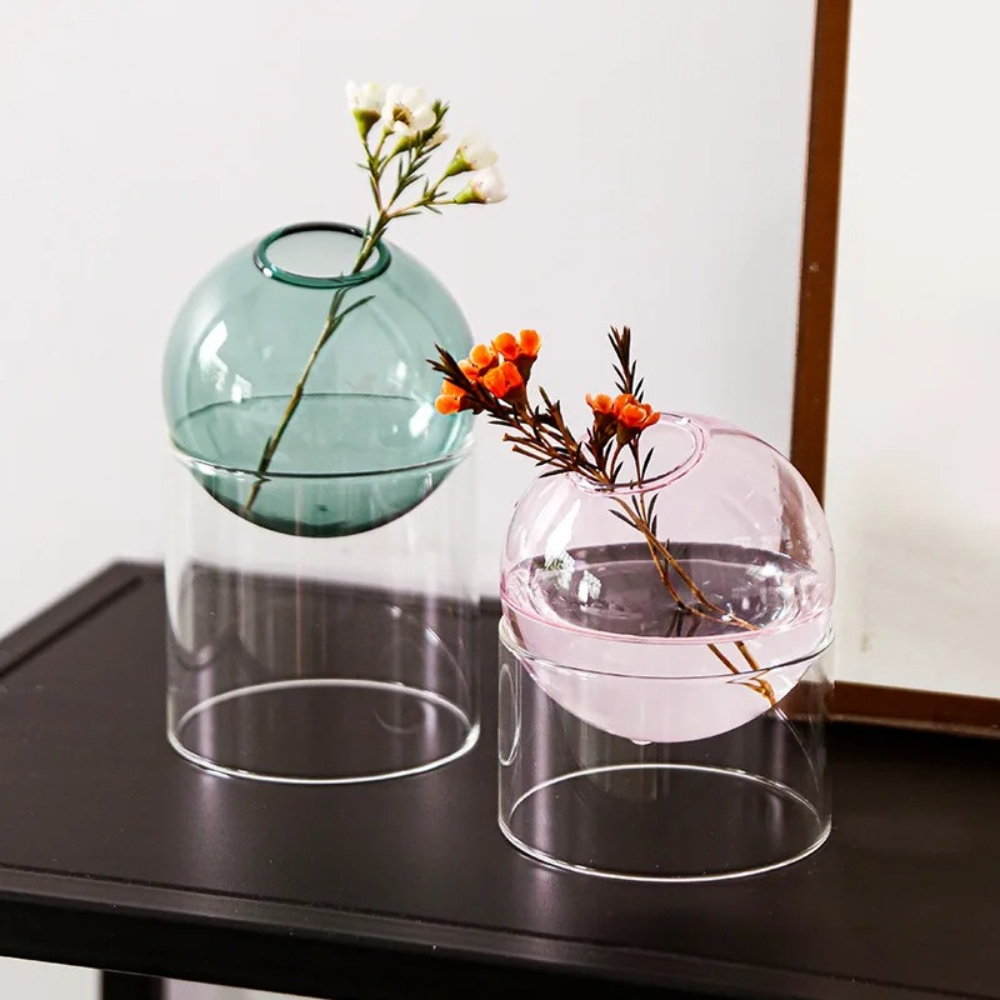 Nordic Colored Glass Vase Roun - Glass Vase Nordic ulasan dan harga