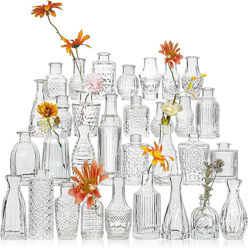 Nordic Embossed Transparent Gl - Glass Vase Nordic ulasan dan harga