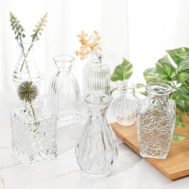 Nordic Embossed Transparent Gl - Glass Vase Nordic ulasan dan harga