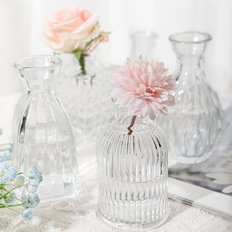 Nordic Embossed Transparent Gl - Glass Vase Nordic ulasan dan harga