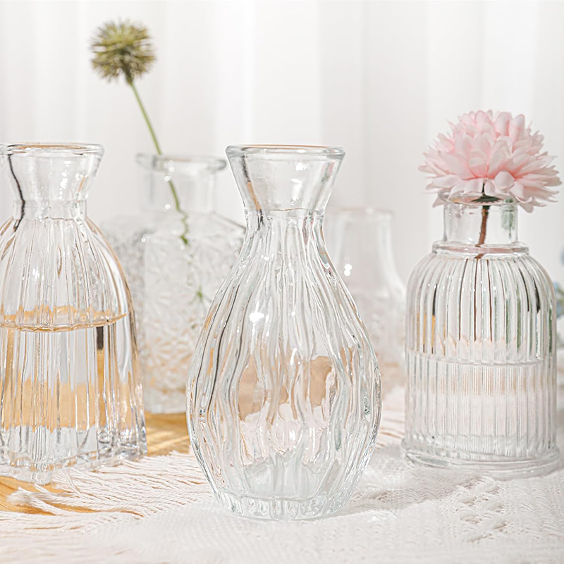 Nordic Embossed Transparent Gl - Glass Vase Nordic ulasan dan harga