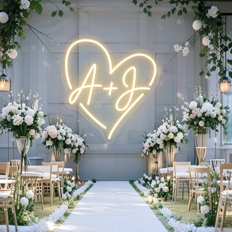 Custom Initials Heart LED Neon - Home Decor Xmas ulasan dan harga