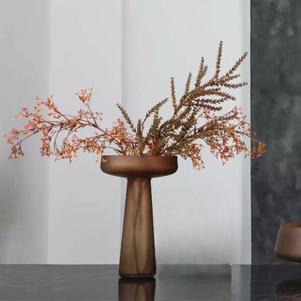 Nordic Vintage Brown Frosted G - Glass Vase Nordic ulasan dan harga