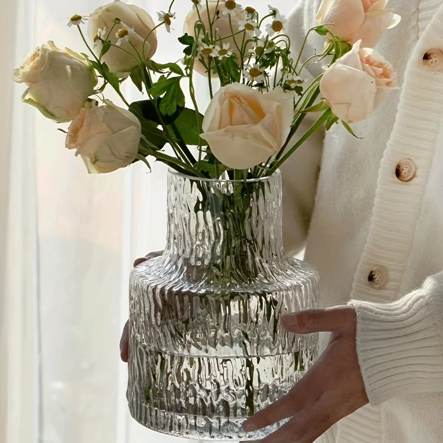 Nordic Vintage-Style Textured  - Glass Vase Nordic ulasan dan harga