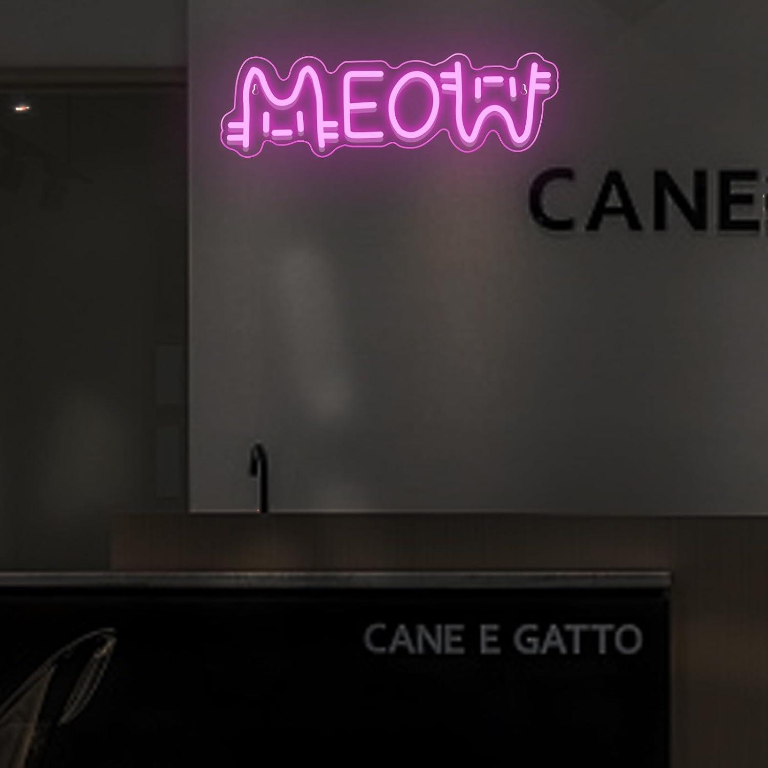 Meow Neon Sign Cat USB Powered - Home Decor Cat ulasan dan harga