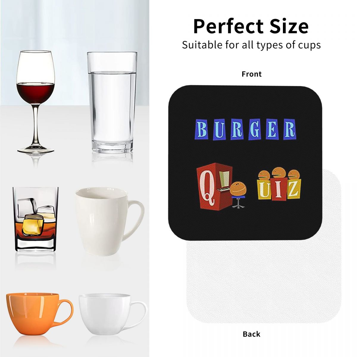 Burger Quiz New Logo Coasters  - Home Decor Quiz Free ulasan dan harga