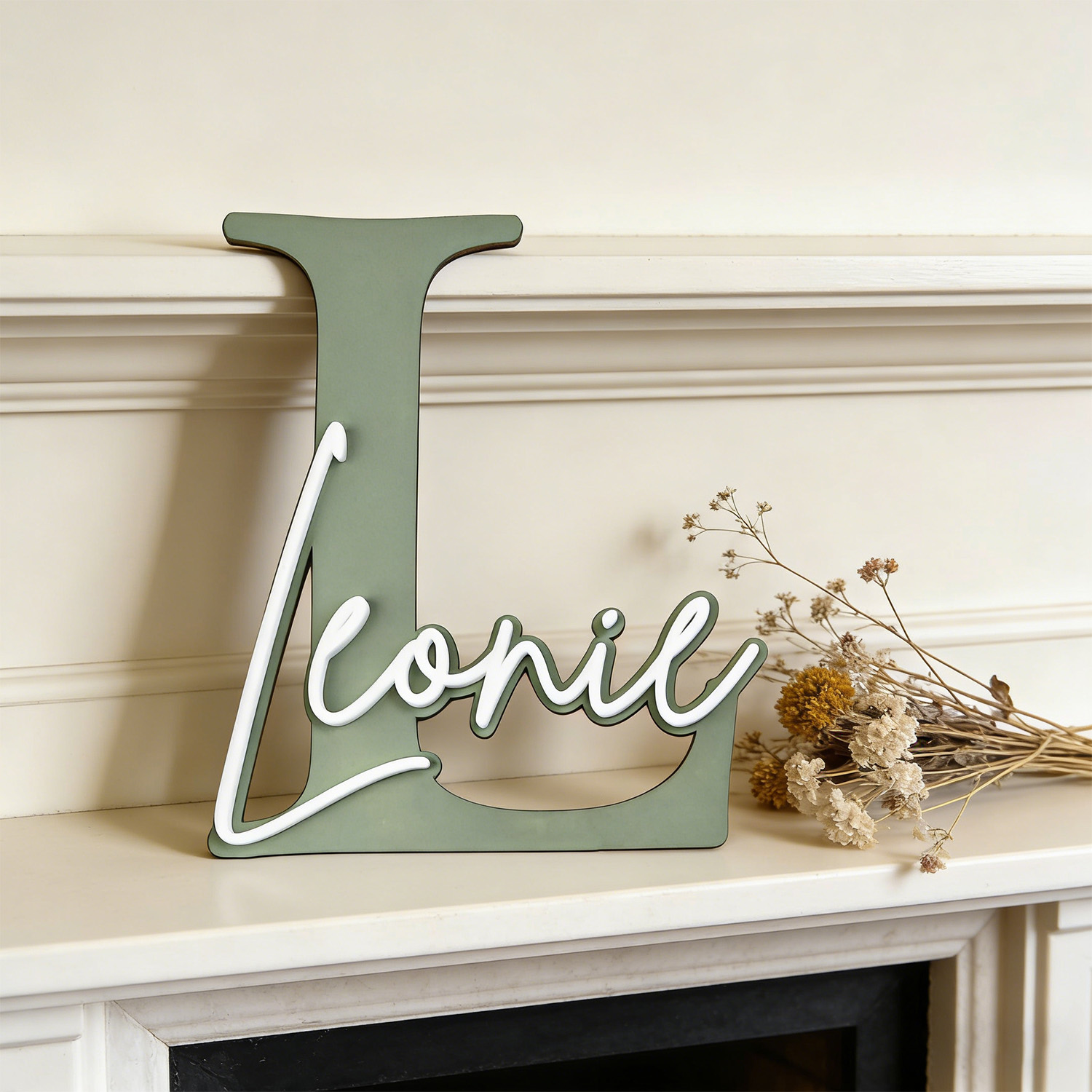 1pc Double-layer Wooden Name D - Home Decor Xmas ulasan dan harga