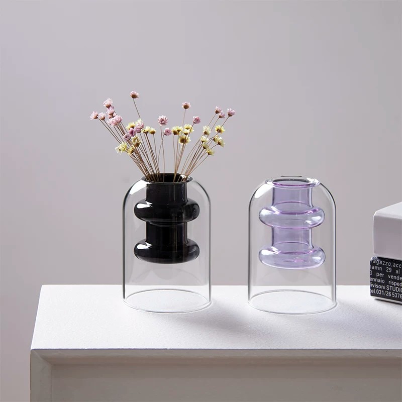 Nordic Double Layer High Boros - Glass Vase Nordic ulasan dan harga