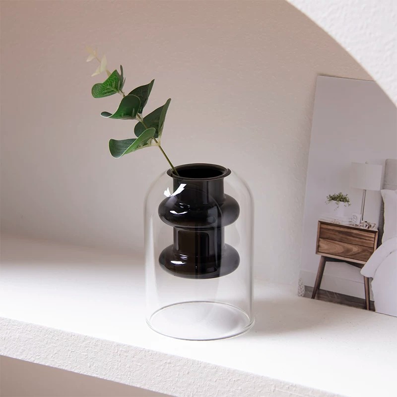 Nordic Double Layer High Boros - Glass Vase Nordic ulasan dan harga